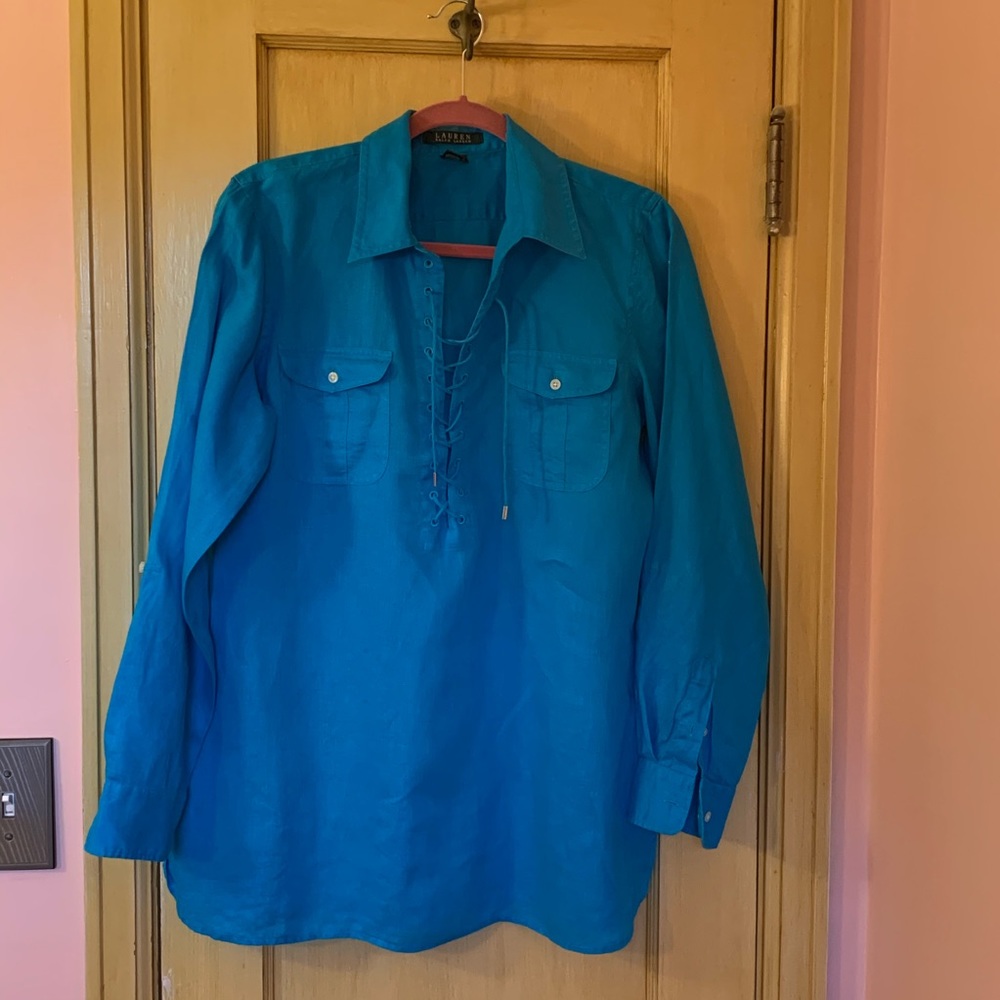 Lauren Ralph Lauren Shirt lace-up front linen shirt